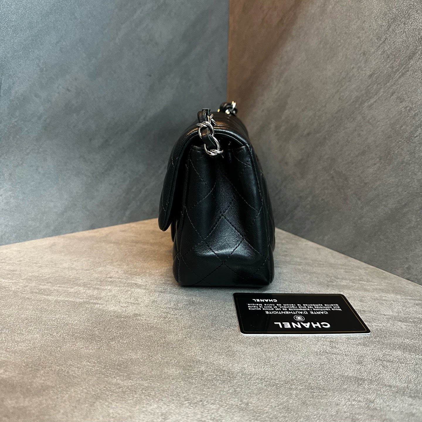 Chanel cf Square Fat Man Black silver sheepskin chain bag, 29K size, card bag type, three-dimensional, clean inside