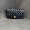 Chanel/Chanel Medium Black Gold Framboise Pebbled Leather 18K No Card Included
