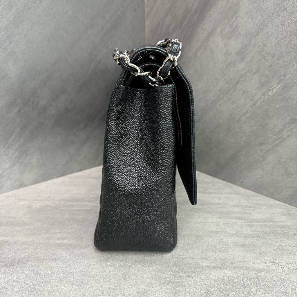 Chanel cf maxi Black silver lychee cowhide 15mo card-free bag type three-dimensional inner lining clean in stock