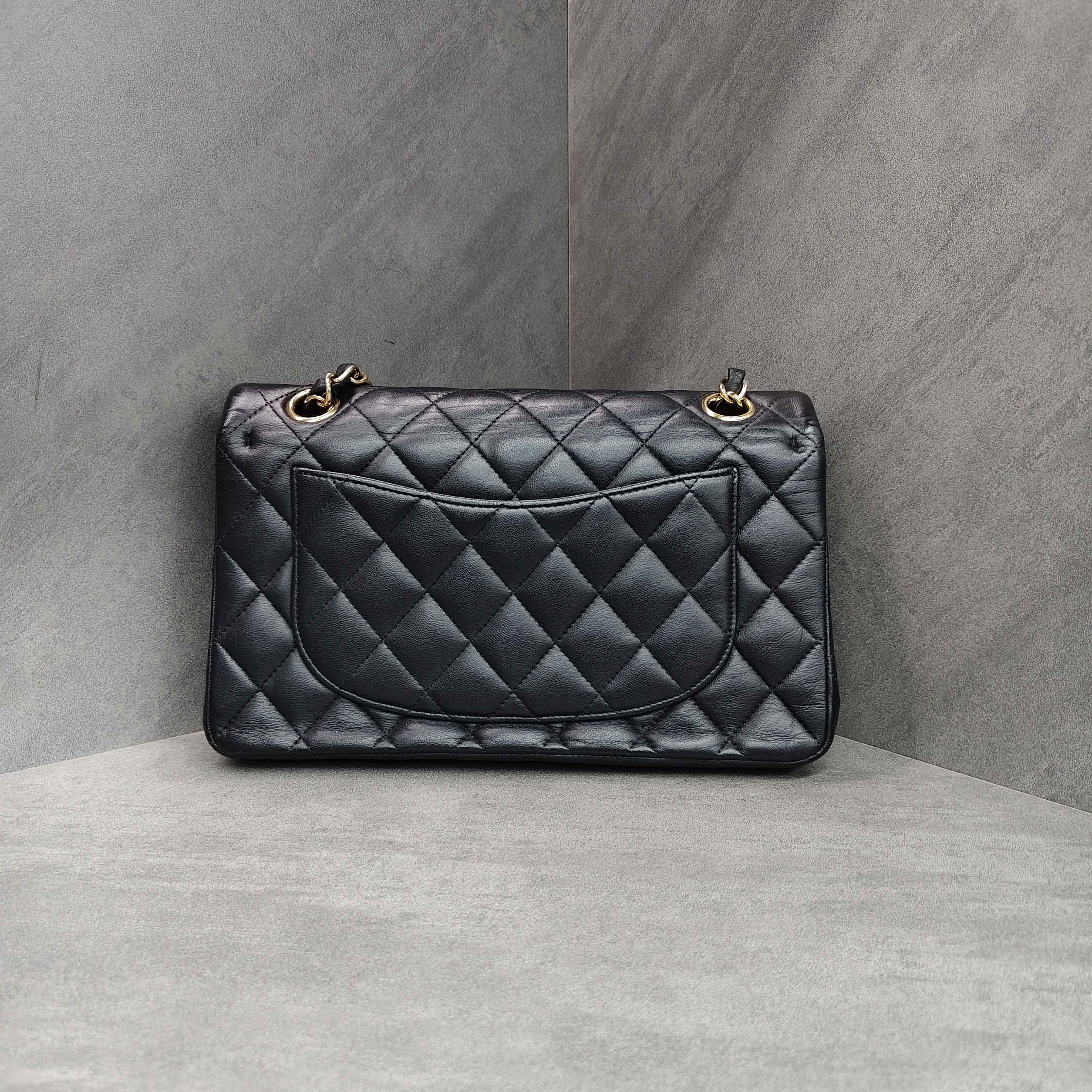 Chanel CF Small Lambskin Black and Gold 16 Series Bag with Structured Shape