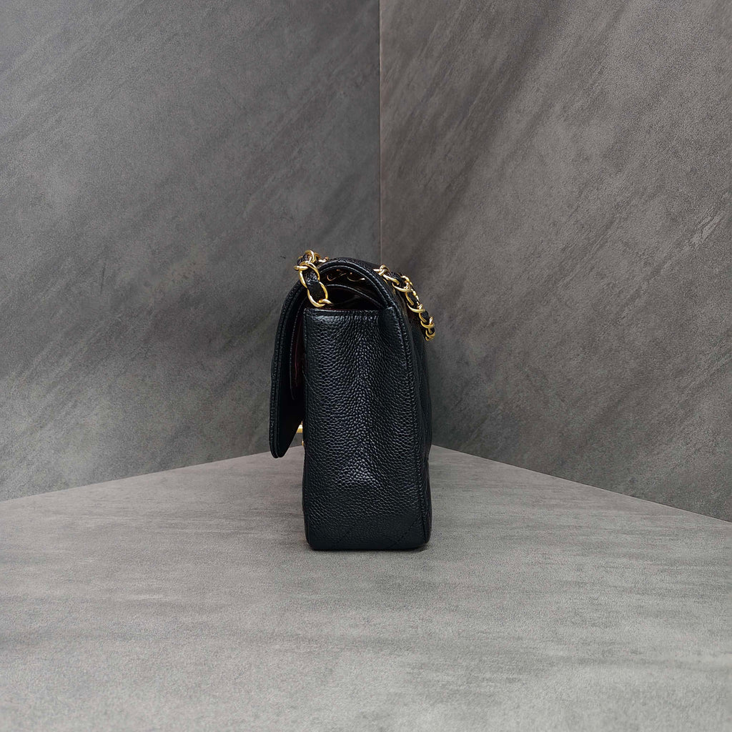 Chanel Black Gold Lambskin Leather Zipped Wallet without Card.