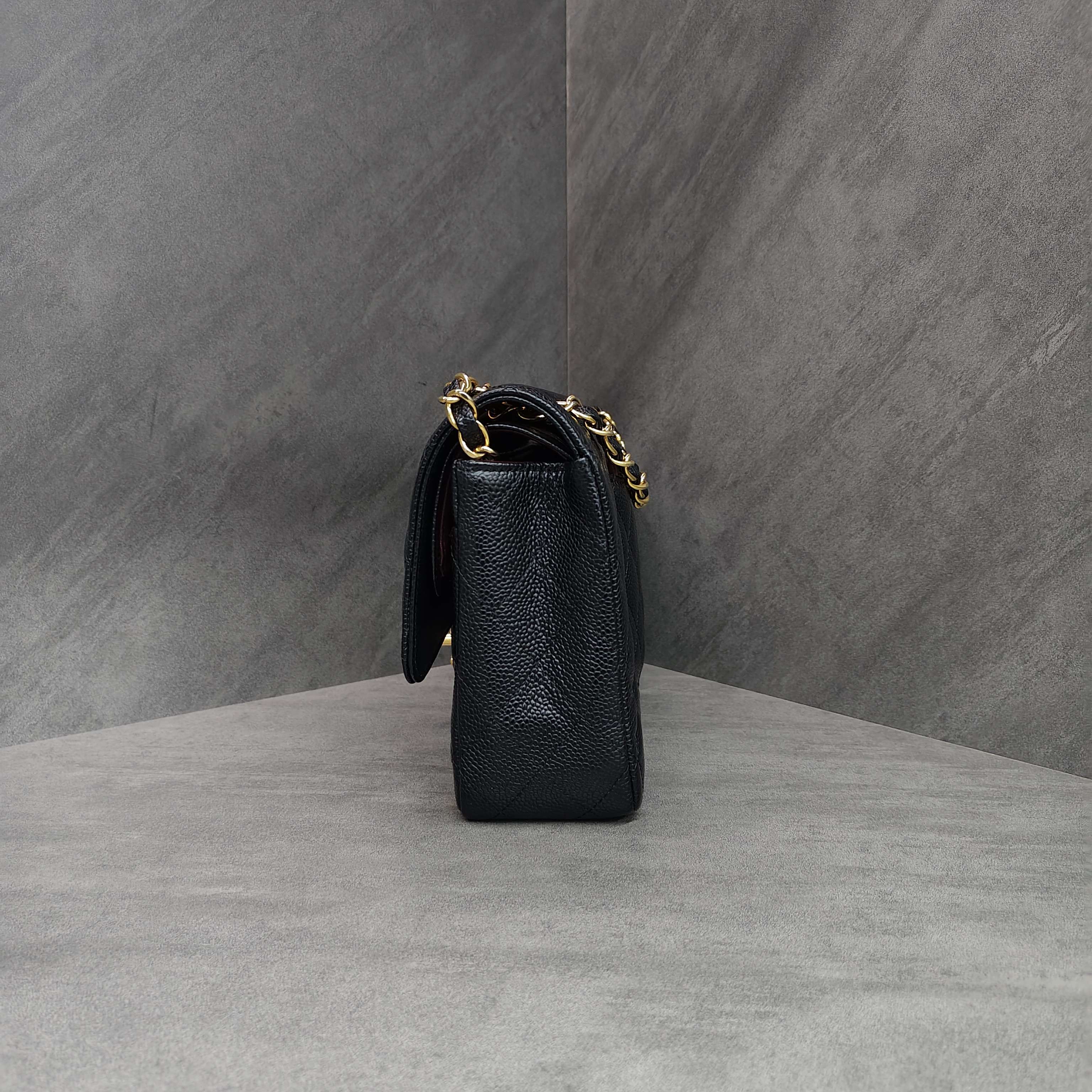 Chanel Black Gold Lambskin Leather Zipped Wallet without Card.