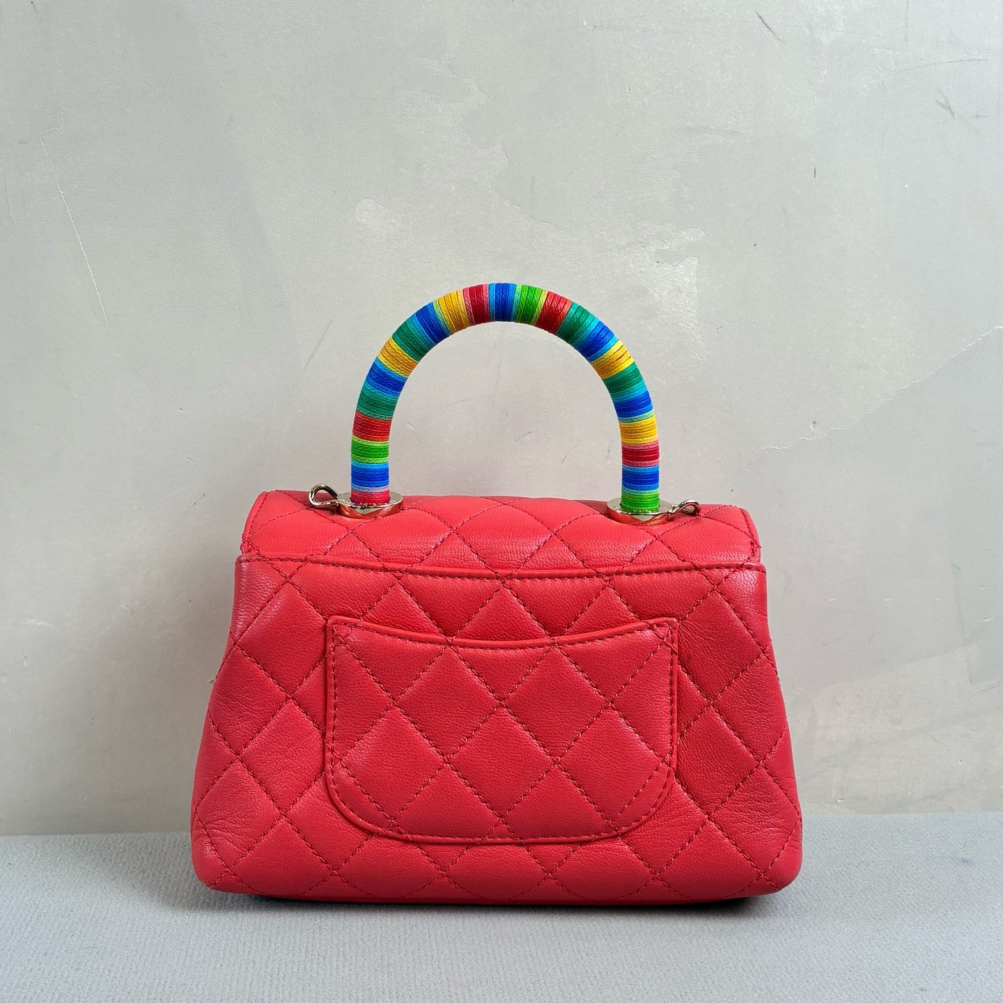 Chanel Coco Handle Rainbow Handle Mini Size 31 Opening in Fuchsia Color, Dimensions 19*13.
