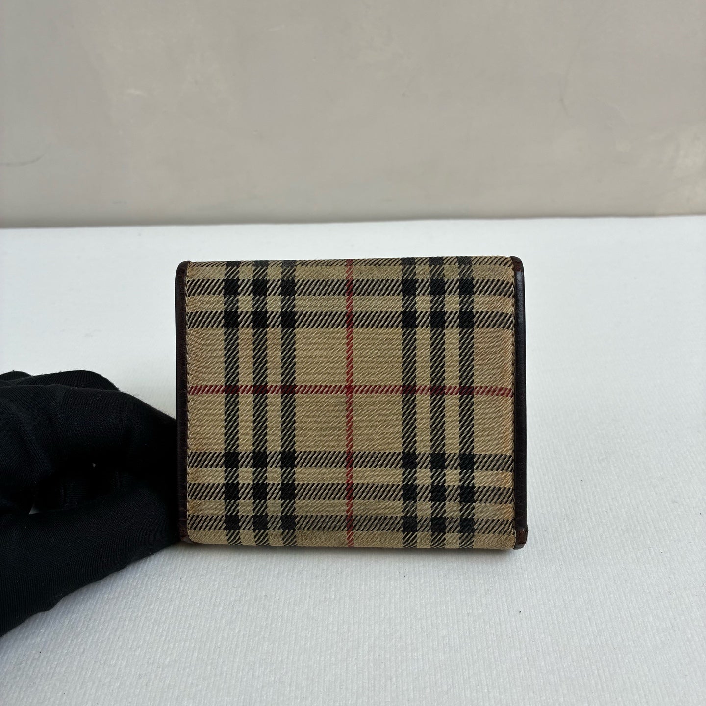Burberry Vintage Leather Check Canvas Coin Purse Size 10*8