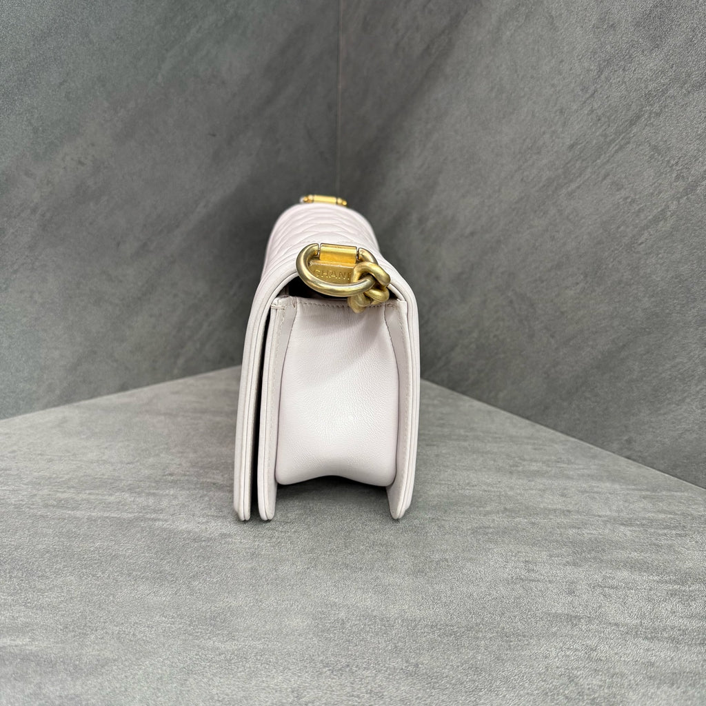 Chanel Leboy Calfskin Light Purple Gold-tone Hardware Limited Edition Letter Strap Chain Bag, Size 30 Serial Code