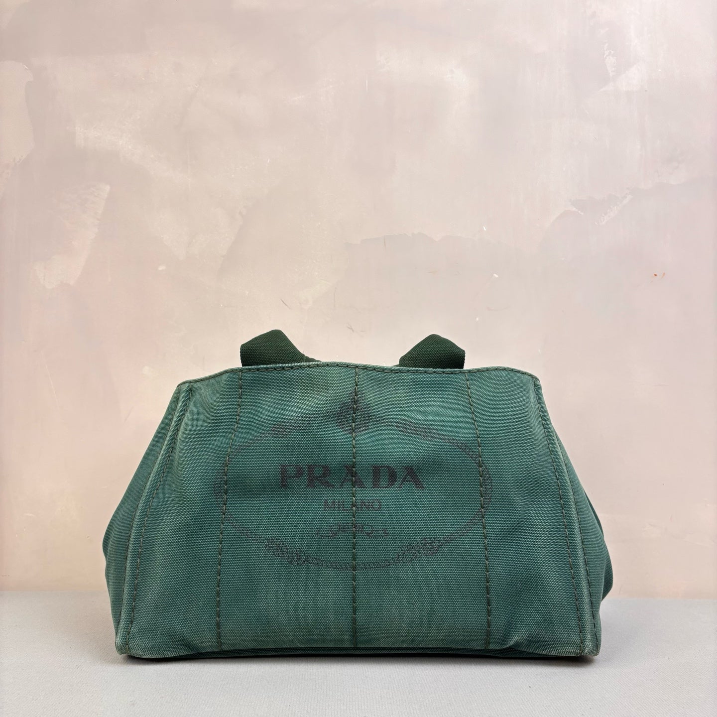 Prada Small Green Denim Beach Bag 98% New Size 34*20