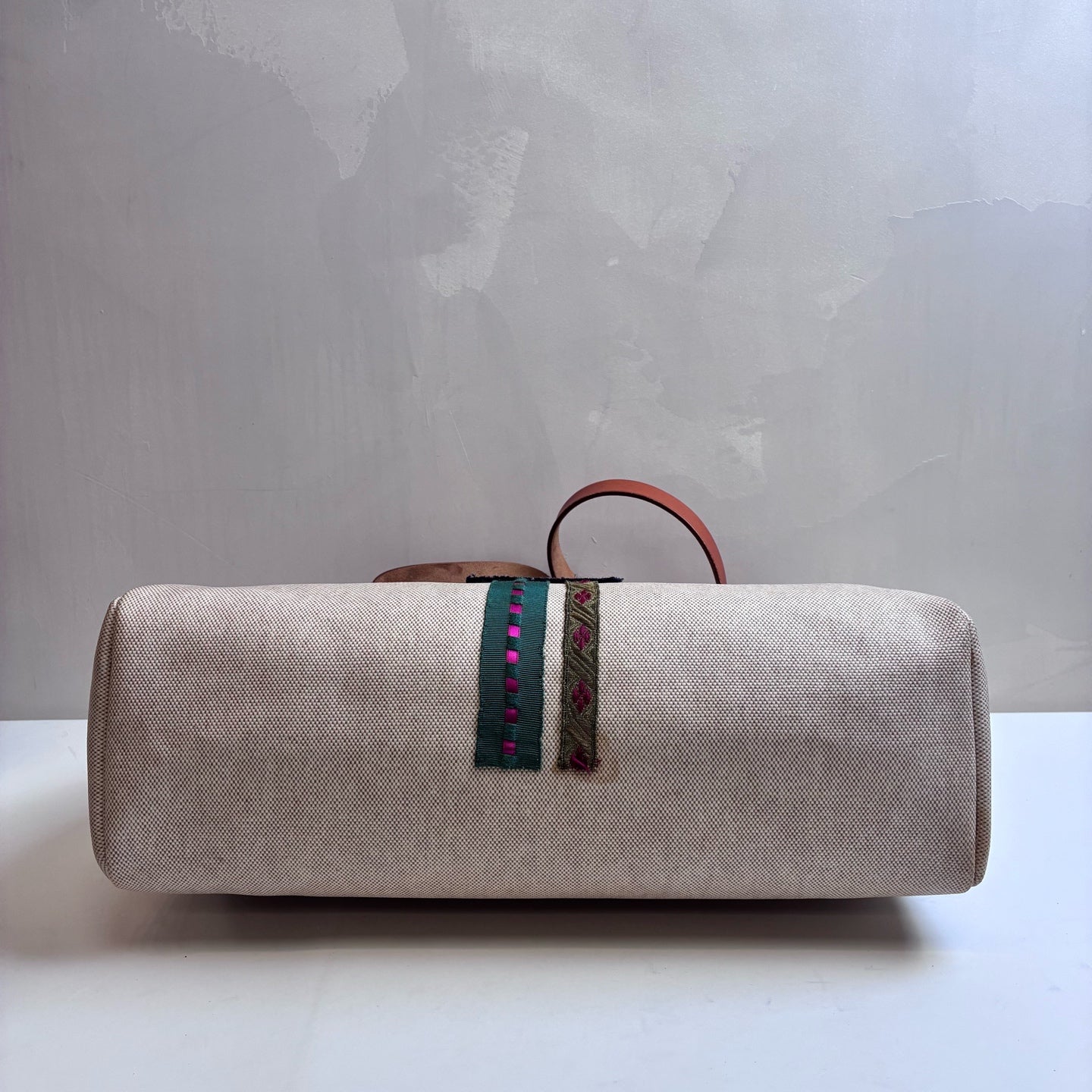 Hermes Herbag39 Canvas and Leather Beige Silver Buckle Crossbody Bag Size: 39*38 Frame C engraving Single