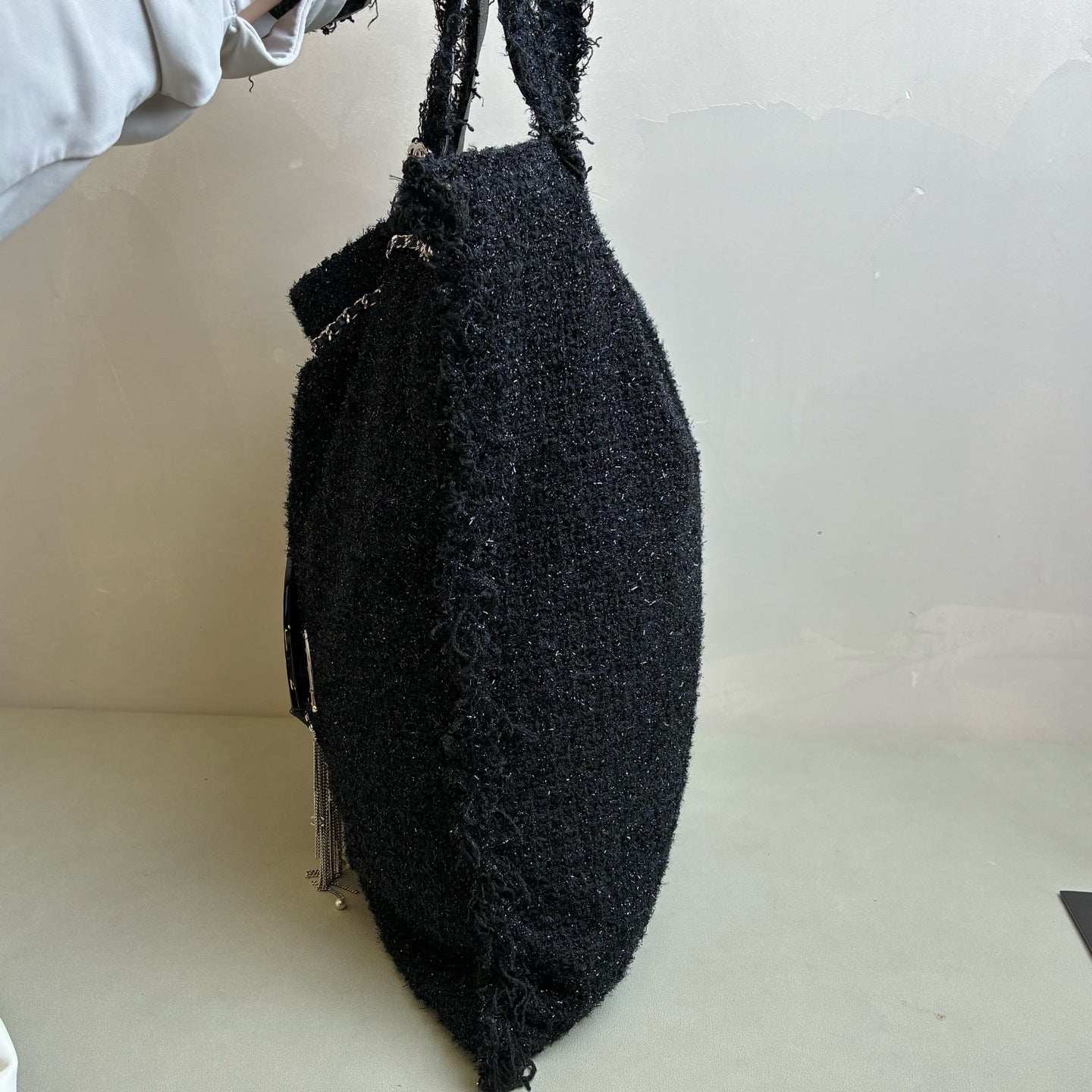 Chanel 24 Opening Show Limited Edition Black Boucle Rocket Tote Bag Size 36*38