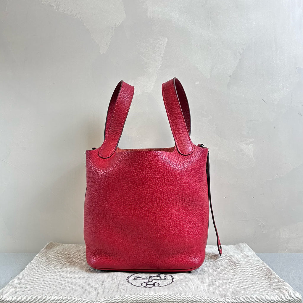 Hermes T刻 99% new Piction 18 basket in red leather, size 18*18.
