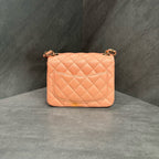 Chanel CF Square Chunky Bag Pink Gold Lambskin Chain Bag Chip Version Structured Shape Clean Interior