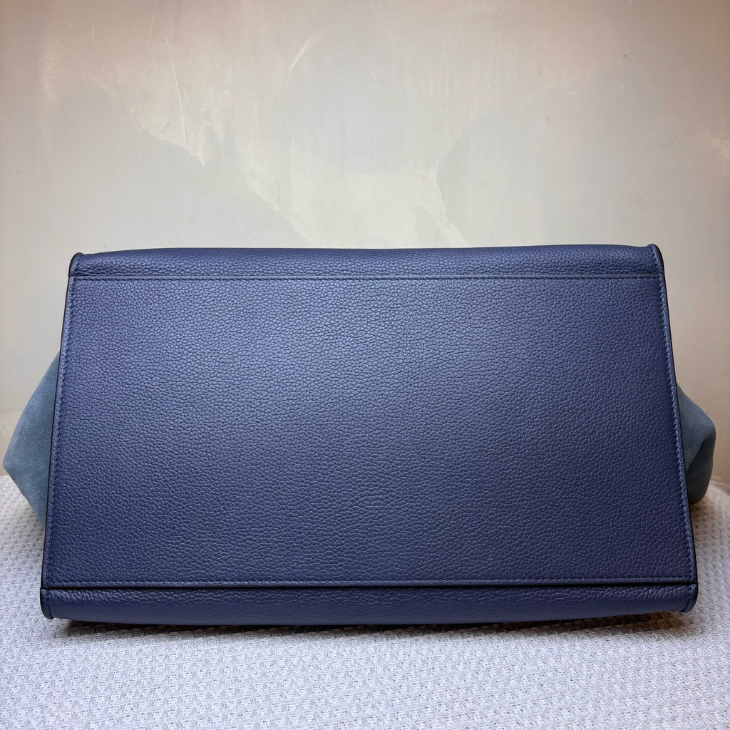 Celine Trapeze Swing Bag (98 New) Navy Blue Leather Mixed Suede Size 34*29
