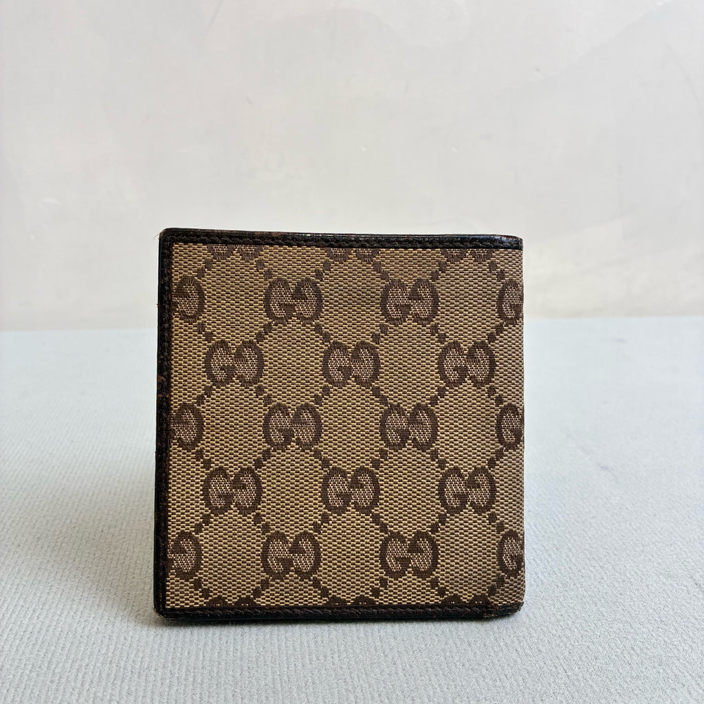 Gucci GG Pattern Bi-fold Wallet Brown Canvas Size 10*10