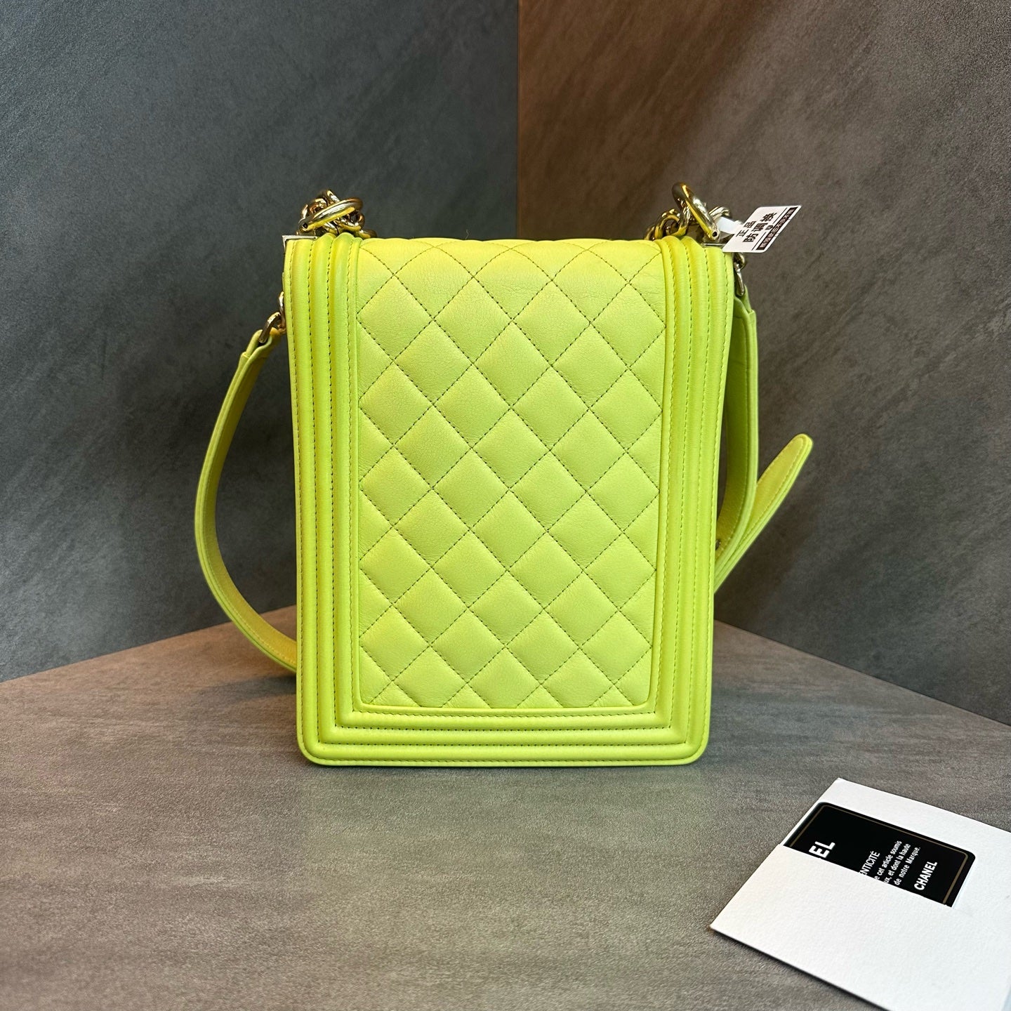 Chanel Leboy vertical light green 26-inch cassette ticket