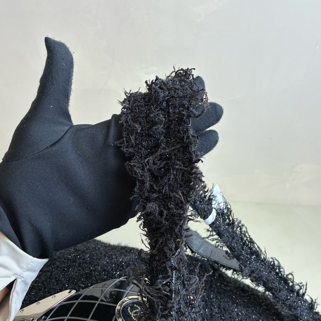Chanel 24 Opening Show Limited Edition Black Boucle Rocket Tote Bag Size 36*38