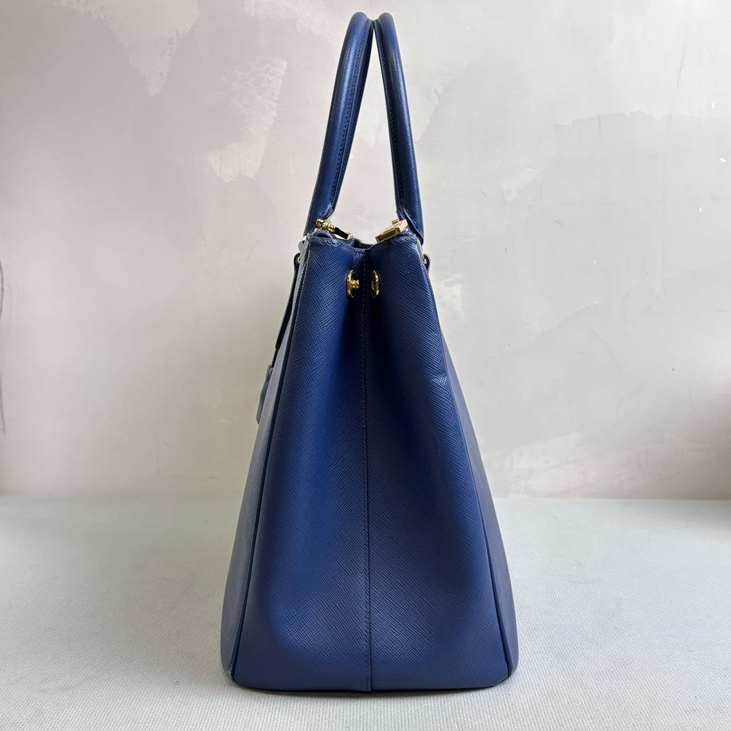 PRADA Blue Killer Bag Medium Saffiano Leather Dark Blue with Shoulder Strap Accessories Size 36*26*16 98% New