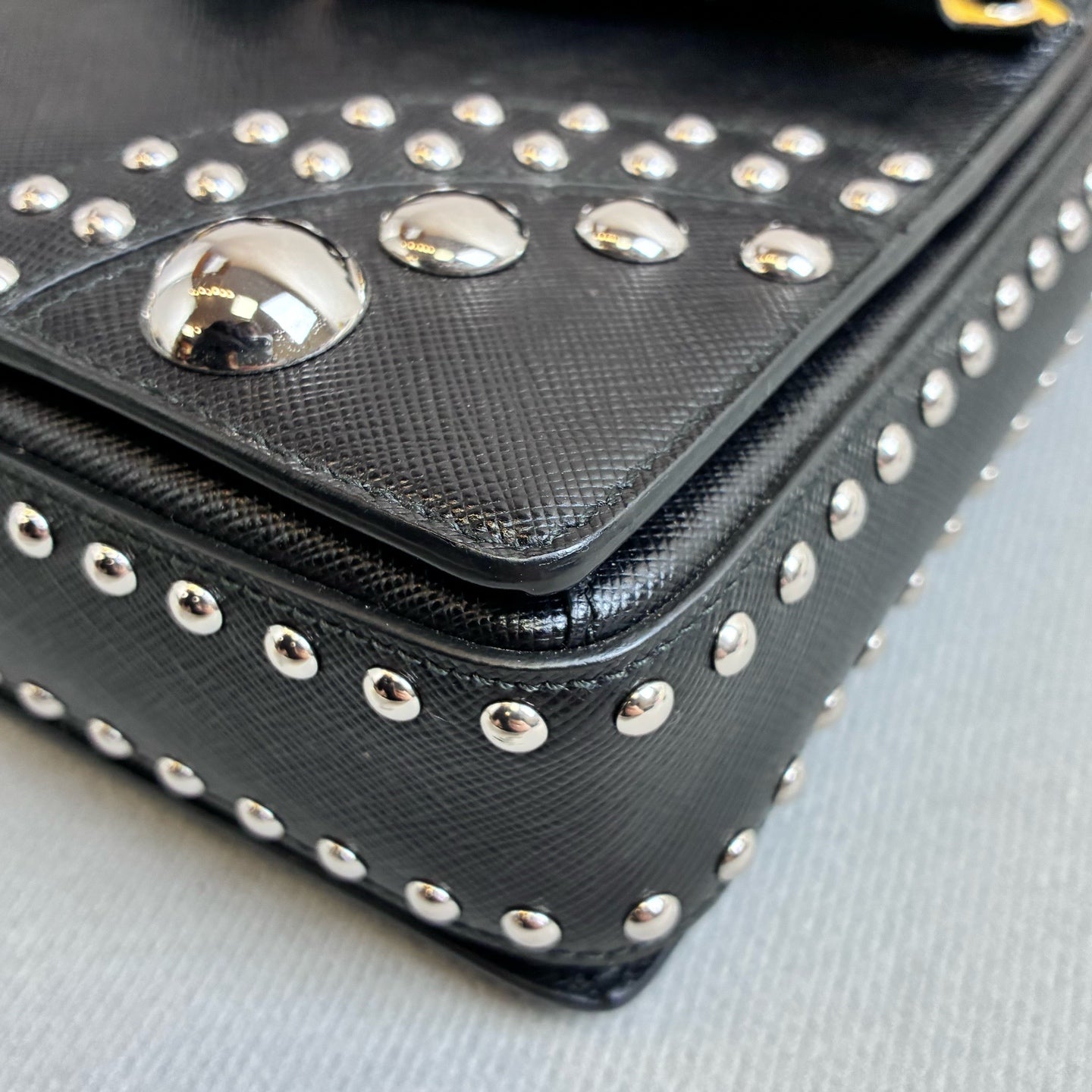 Prada 99% New Color-blocking Fringe Studded Single-shoulder Crossbody Bag Two Replacement Shoulder Straps Cowhide Size 19*18
