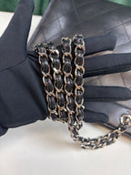 CHANEL Black and Silver Glossy Piano Sheet Tote Chain Bag 99% New Second-Hand Bag Five Open
