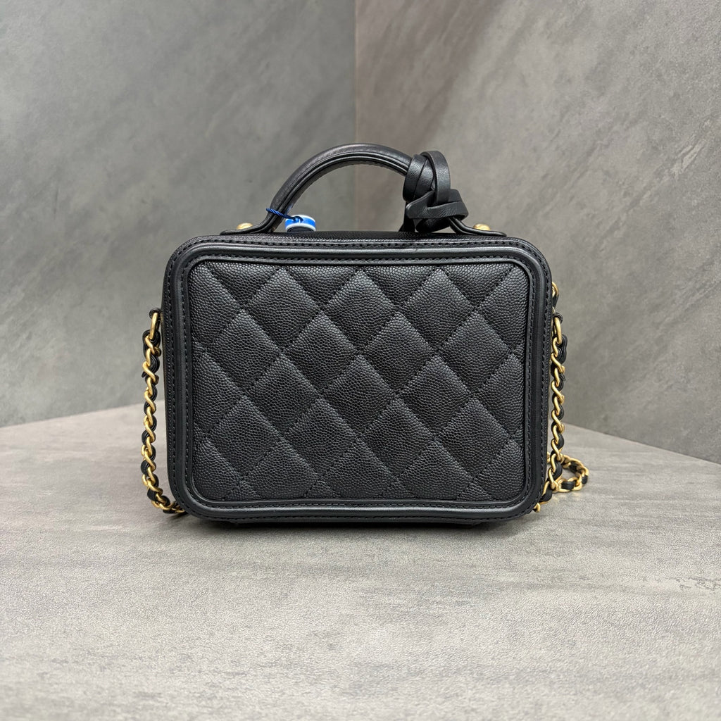 Chanel Grained Calfskin with Gold-Tone Metal Camera Bag, Small Size, 25 Series, with Authenticity Card, 1 Key, Original Condition
