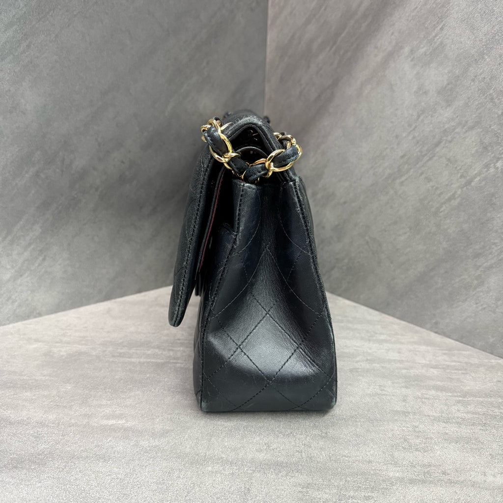Chanel CF Jumbo Black and Gold Lambskin Chain Bag 24 cm