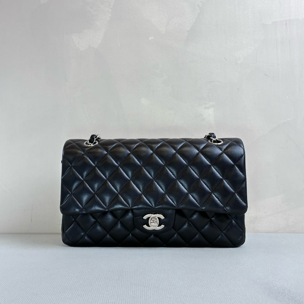 Chanel 99 New 31 Opening Black and Silver CF Double Flap Lambskin Size 25×6×14 Boutique Price 84,000
