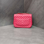 Chanel CF (Classic Flap) Pink with Gold Hardware Lambskin 24 Series Card Holder Bag, Structured Shape.