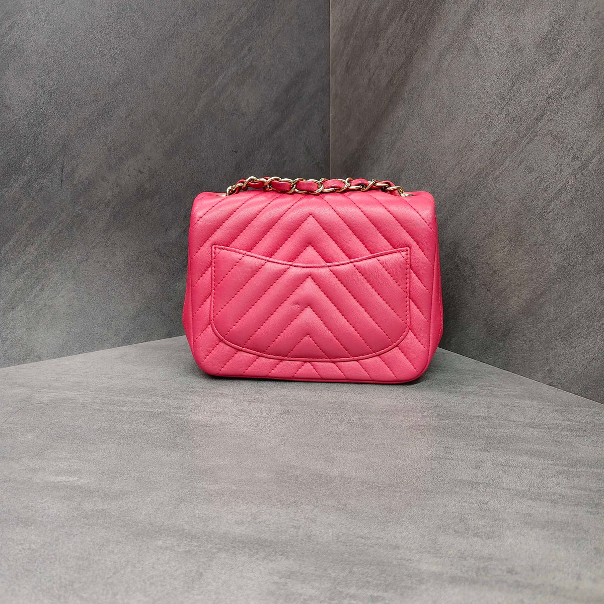 Chanel CF (Classic Flap) Pink with Gold Hardware Lambskin 24 Series Card Holder Bag, Structured Shape.