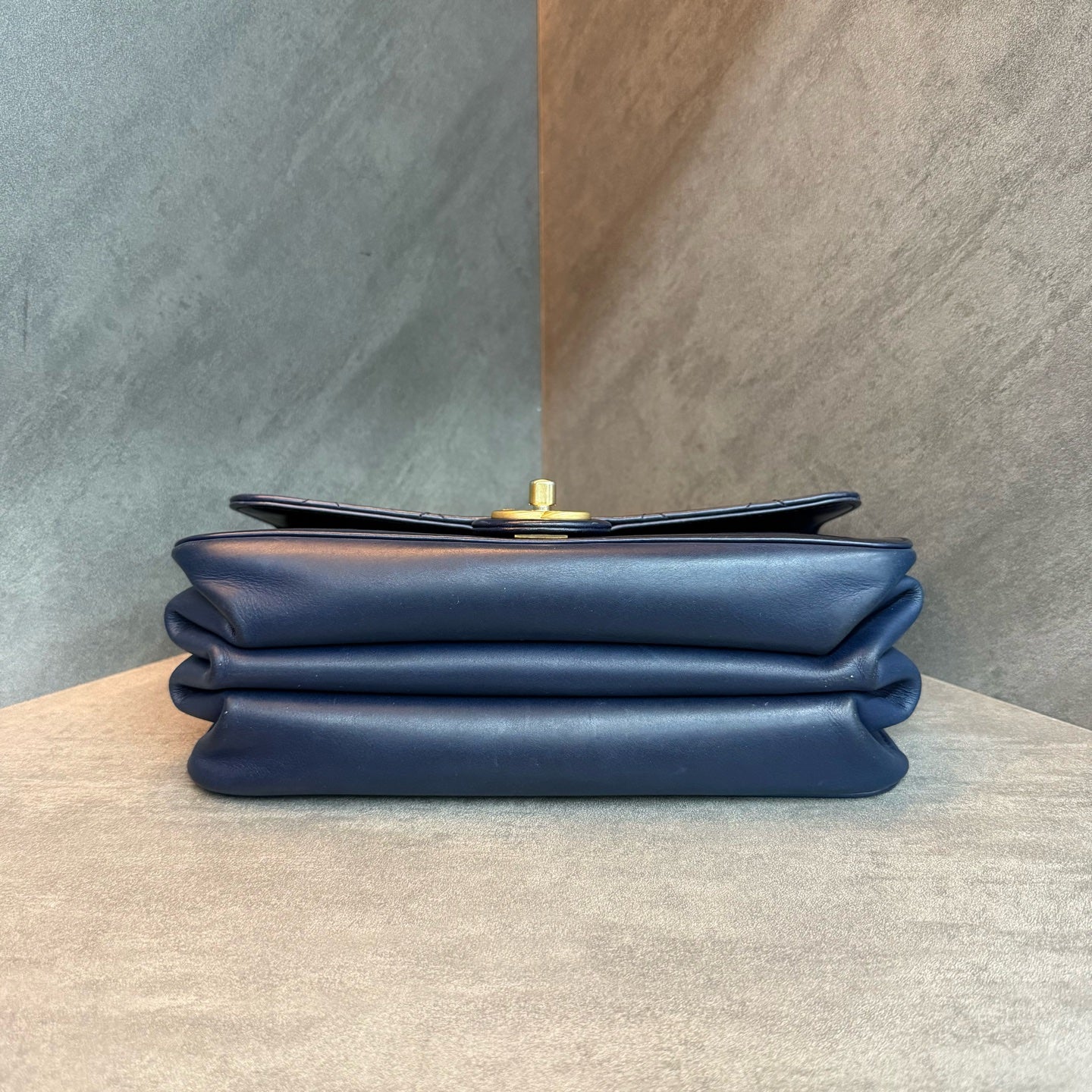 Chanel Navy Blue Calfskin Gold-tone Hardware Metropolitan Accordion Tote Shoulder Bag, 24 Series with Authenticity Card