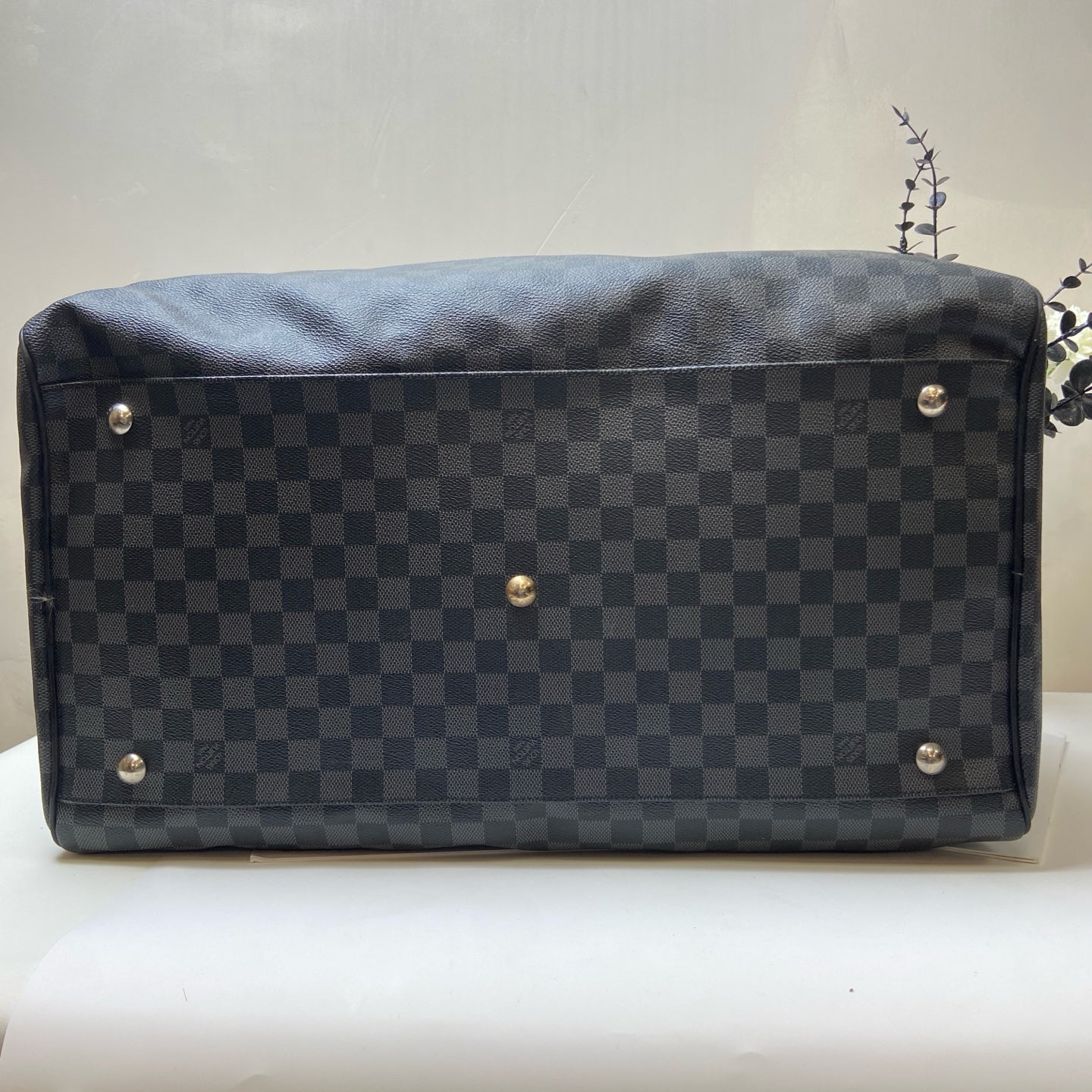 LV Louis Vuitton Large Black Checkerboard Travel Bag Handbag 99% New Size: Approximately 50x24x27cm Black Checkerboard Coated Canvas