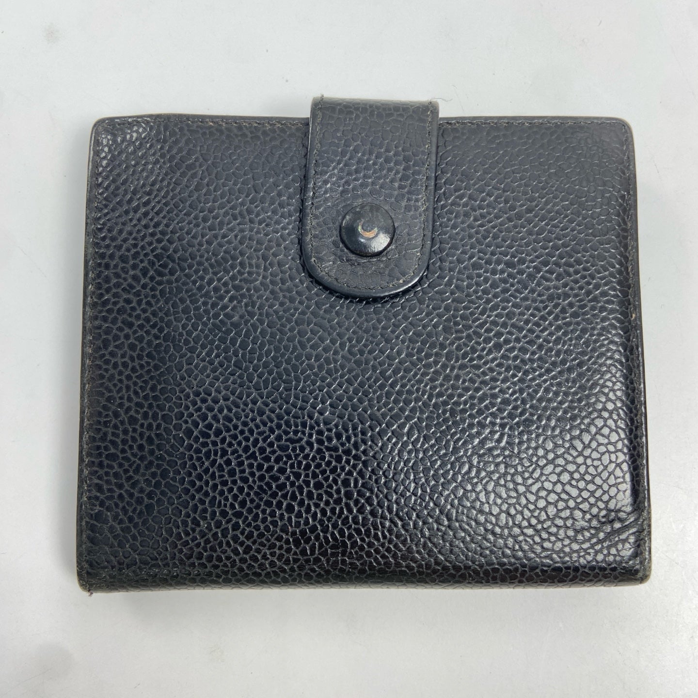Chanel / Vintage Small Card Holder Wallet Black Litchi Grain Cowhide, Size 11×10cm, in excellent condition, logo clear.