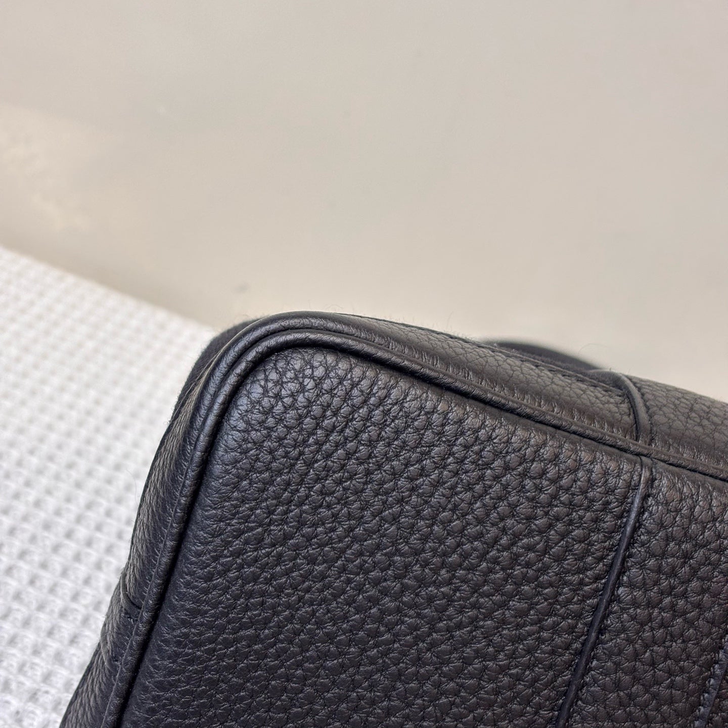 99% new Hermes Garden Party 30, black and silver Garden bag, canvas with leather, K刻.