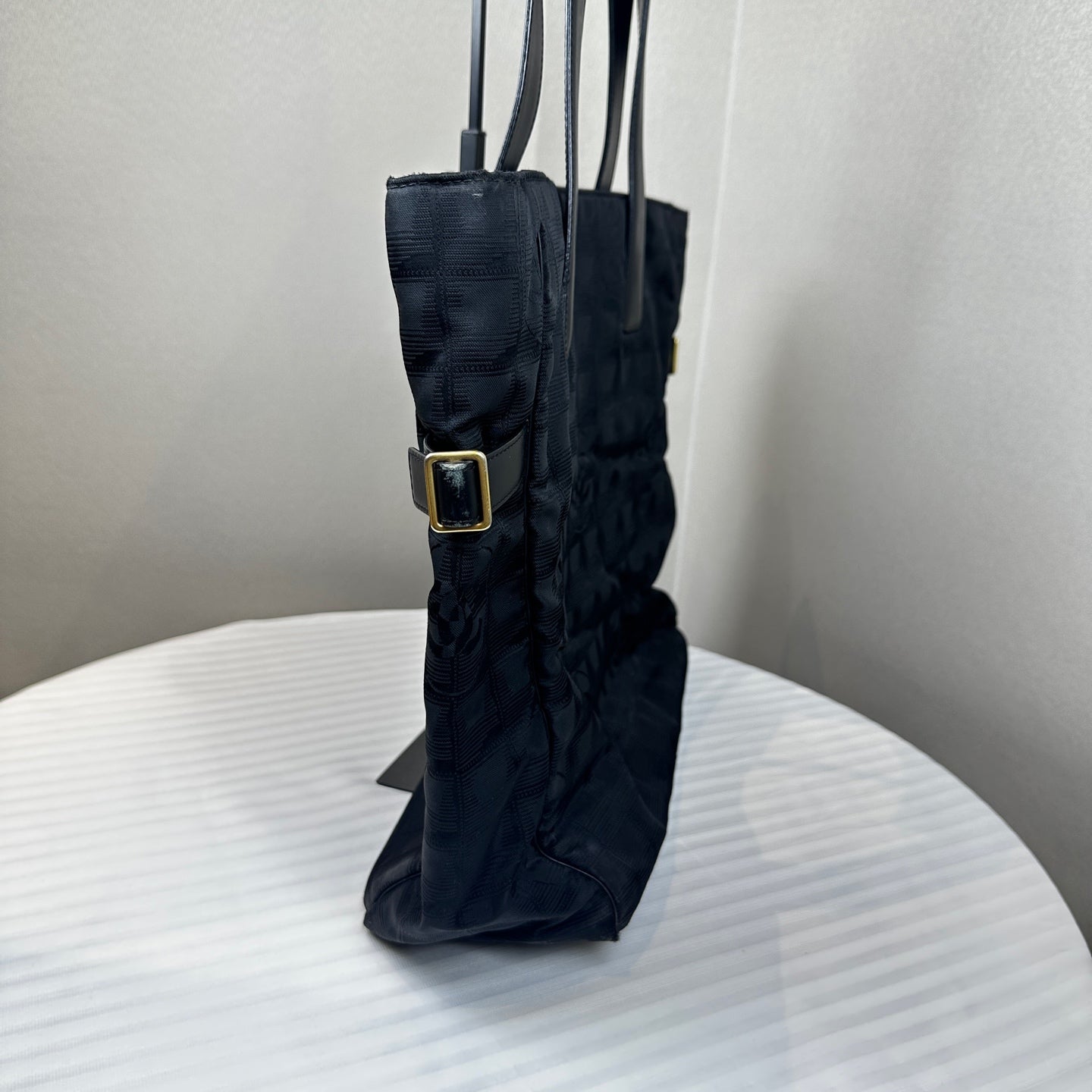 Chanel New Travel Line Ice Grid Black Nylon Shoulder Tote Bag