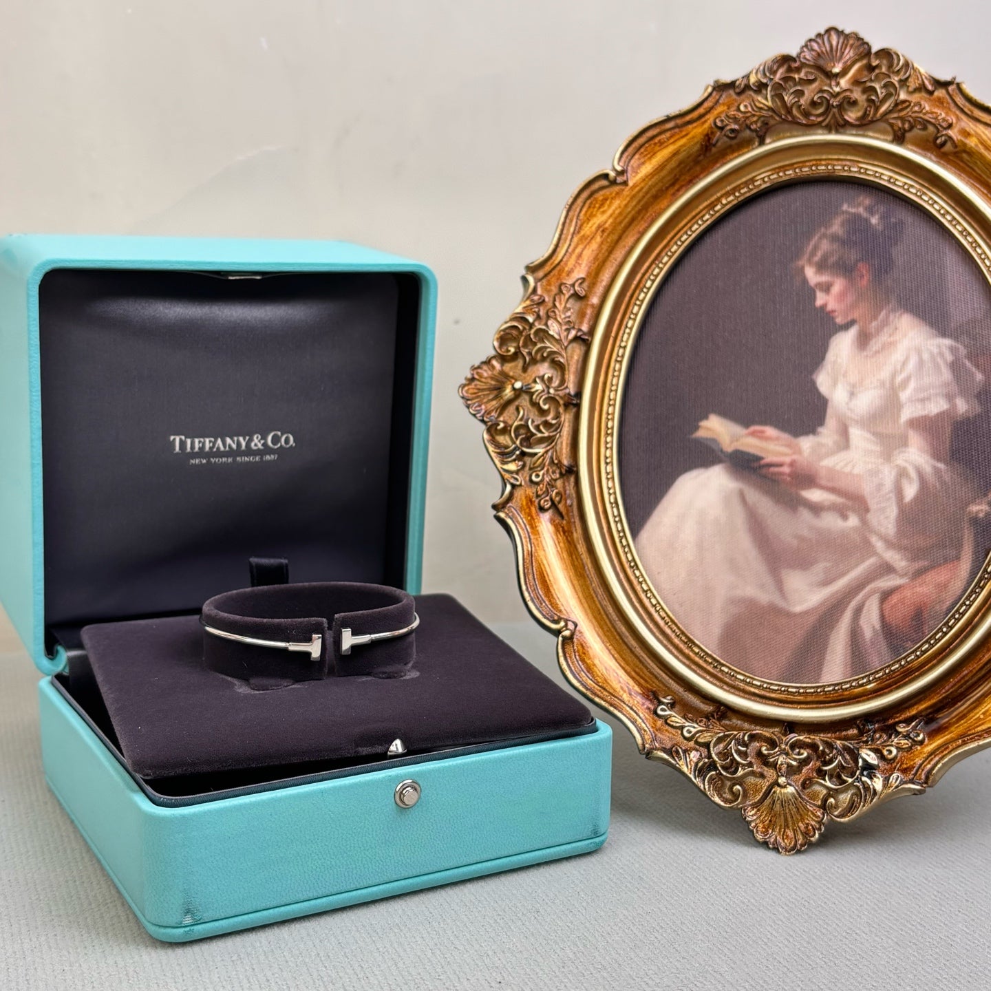 Tiffany Au750 Platinum Double T Bracelet No Diamonds Condition 99% New with Box
