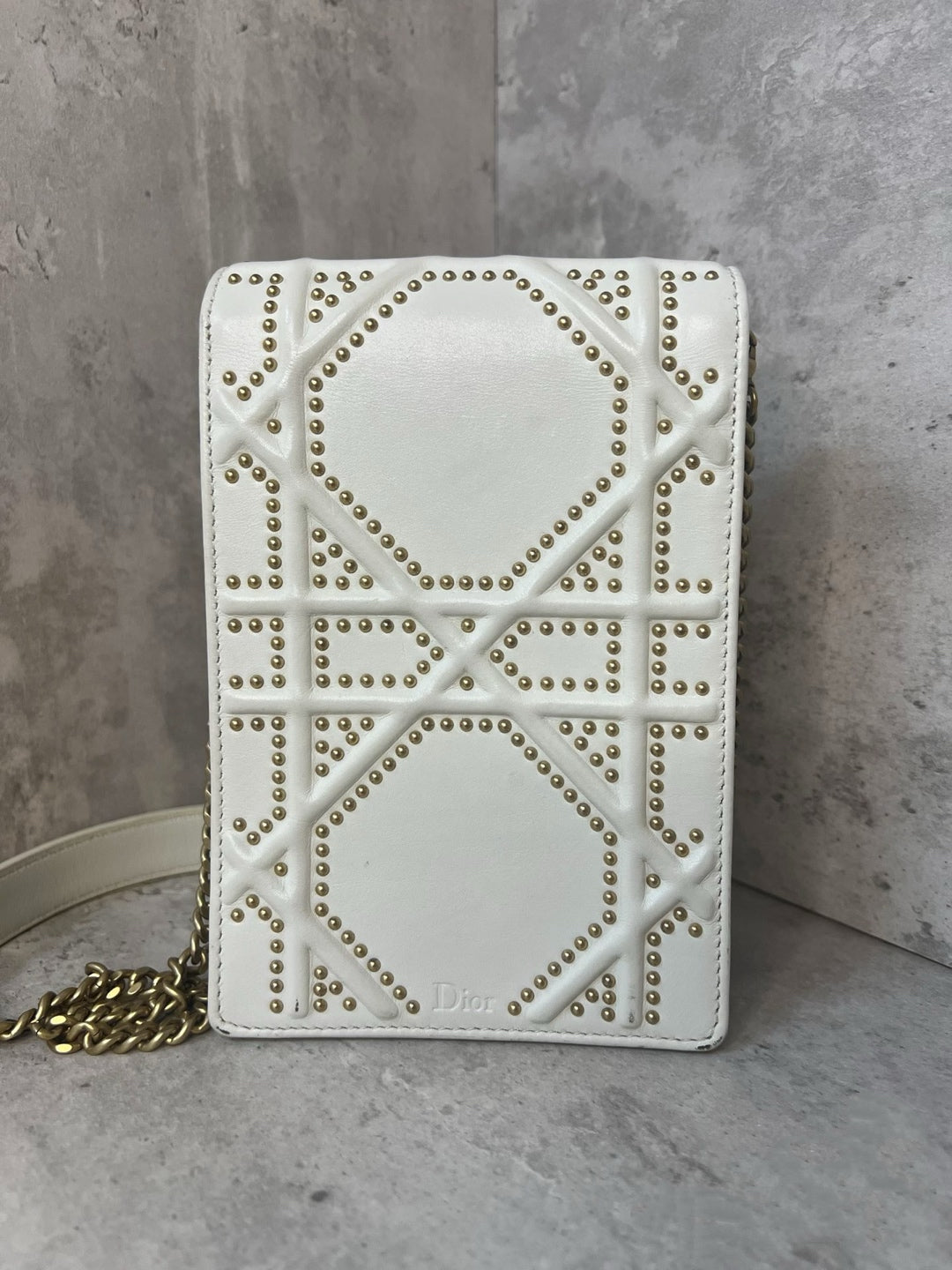 Dior Diorama Studded Cannage Metal Shield Phone Bag / Cigarette Case Bag, Size 11*16, Counter Price: 18500