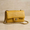 Chanel Yellow Python  Rectangular Classic Single Flap