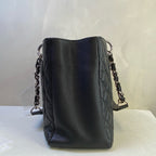 Chanel Black Silver Litchi Leather GST Chain Shoulder Bag Size 32.5*24  13-opening