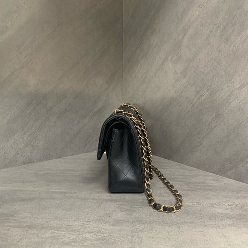 Chanel Black Gold Lambskin CF Small Chain Shoulder Bag, size: 23×15, versatile black and gold, microchipped, perfect bag shape