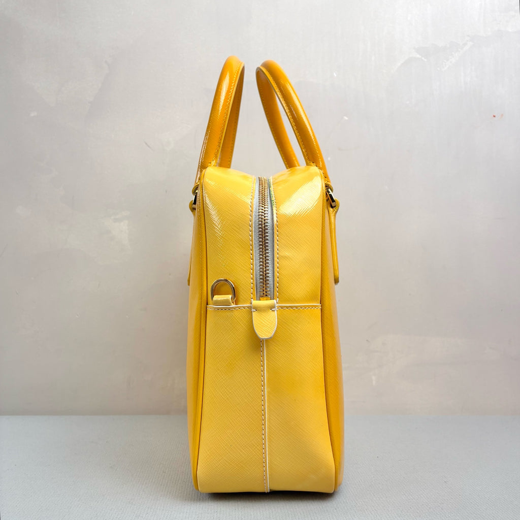 Prada Yellow Handbag Crossbody Box Bag 98% New Size 23*21
