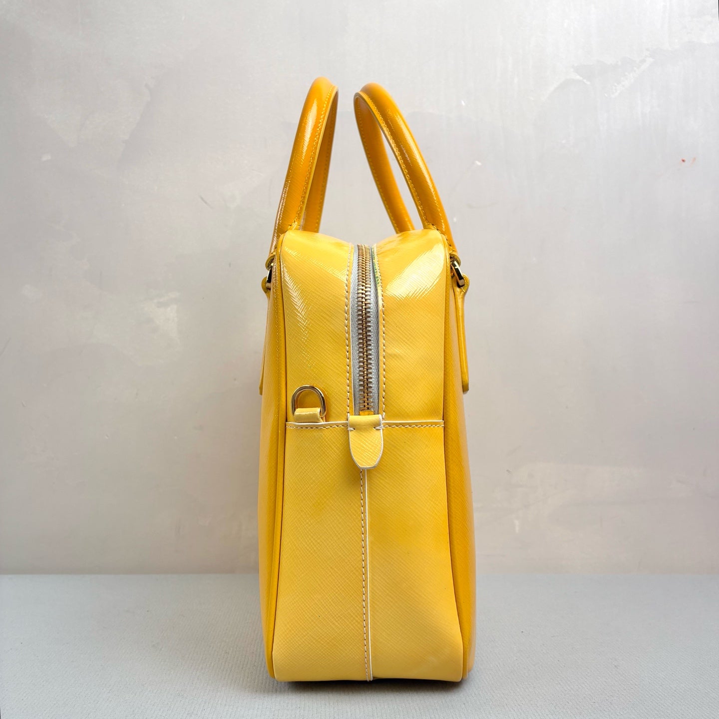 Prada Yellow Handbag Crossbody Box Bag 98% New Size 23*21