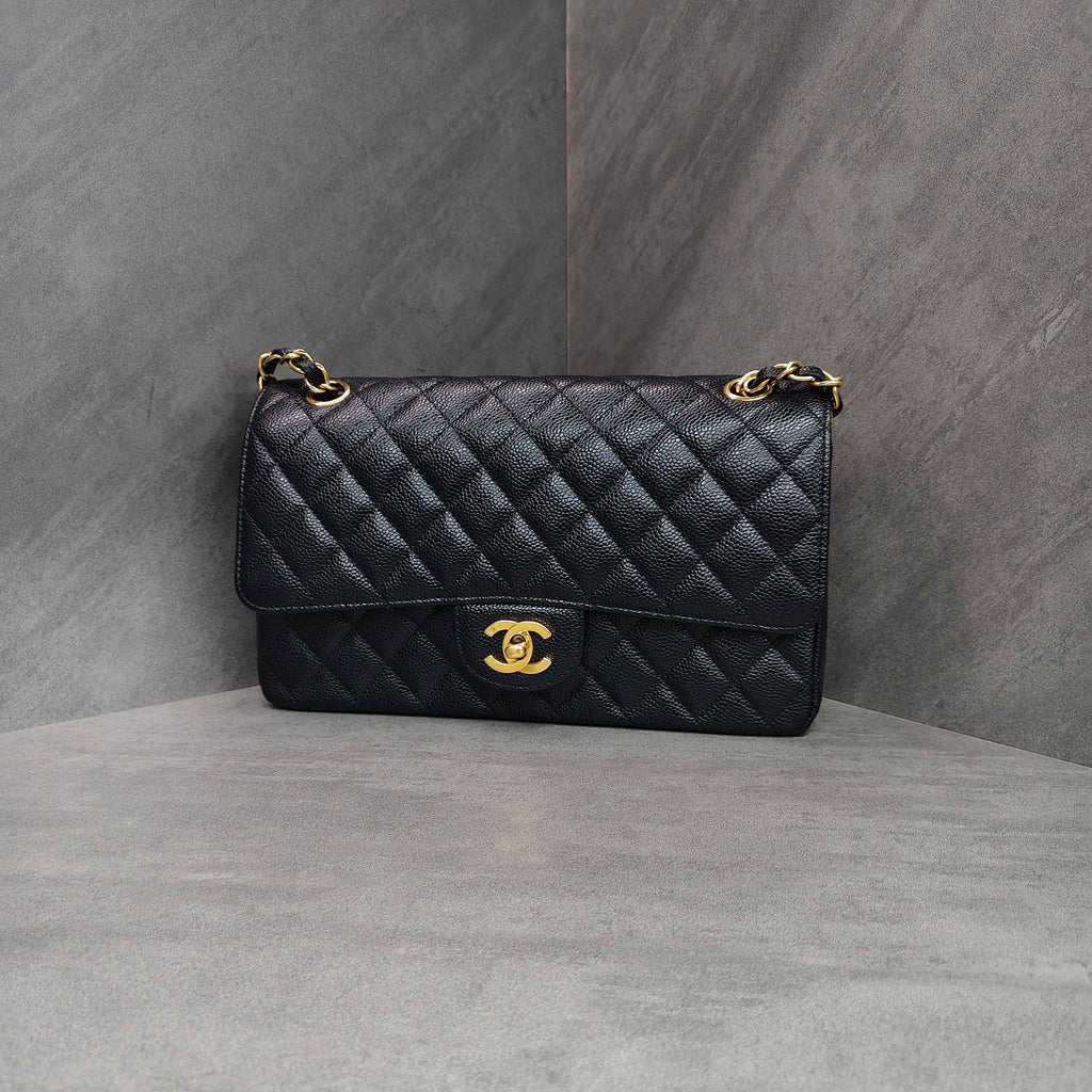Chanel Black Gold Lambskin Leather Zipped Wallet without Card.