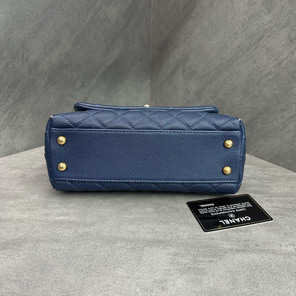 Chanel Cocohandle Blue Gold Small Red Handle 27-Open with Card