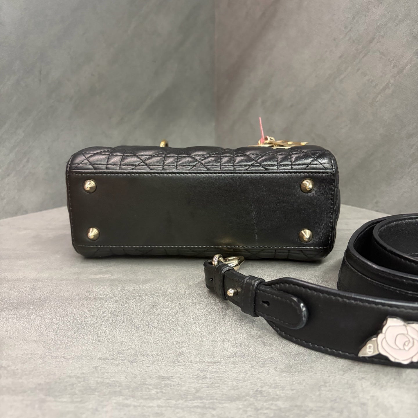 Dior Lady Dior Four-Grid Black Gold Lambskin 2018 Code Three-Dimensional Bag Clean Interior In Stock