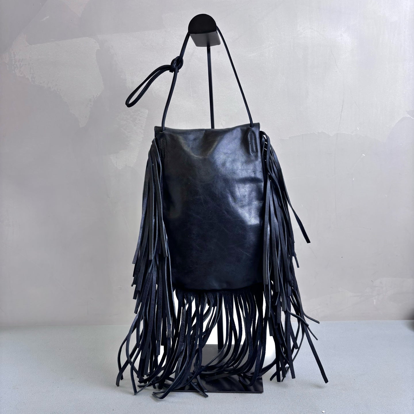YSL / Saint Laurent Bohemian Tassel Bag Full Leather Black Size 16*22