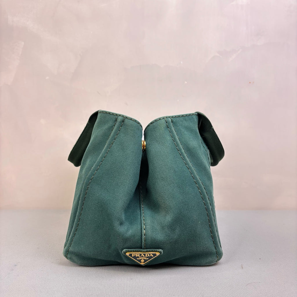Prada Small Green Denim Beach Bag 98% New Size 34*20