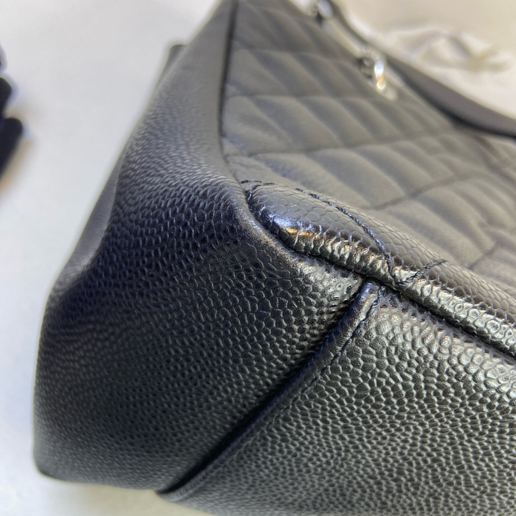 Chanel Black Silver Litchi Leather GST Chain Shoulder Bag Size 32.5*24  13-opening