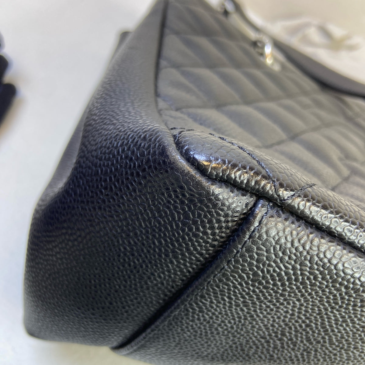 Chanel Black Silver Litchi Leather GST Chain Shoulder Bag Size 32.5*24  13-opening