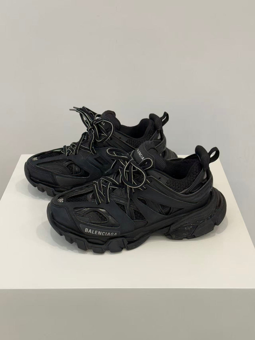 Size 36 Balenciaga Track Black Samurai Low-Top Distressed Dad Sneakers, Women's Style, Black / 99% New / No Original Box
