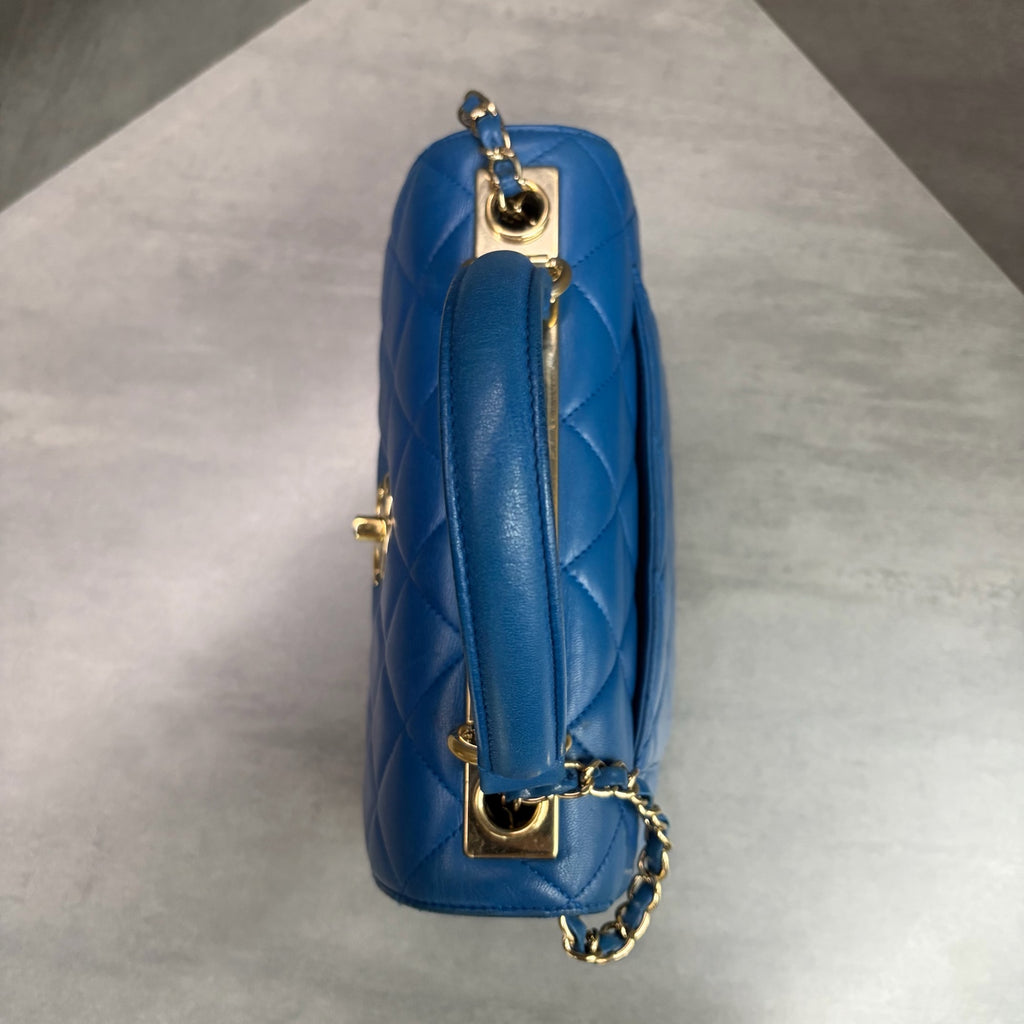 Chanel Blue Gold Buckle Trendy CC Small Size 27 with Card
