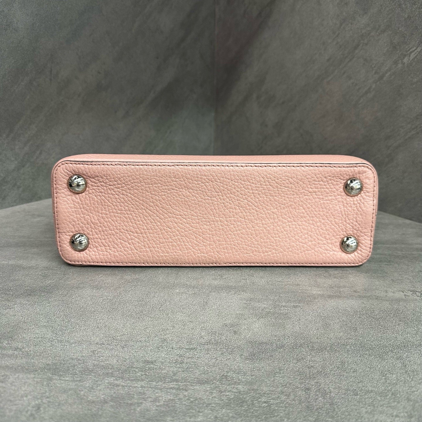 LV Louis Vuitton Capucines BB Pink Leather Silver-tone Handle Shoulder Bag with 2015 Serial Code