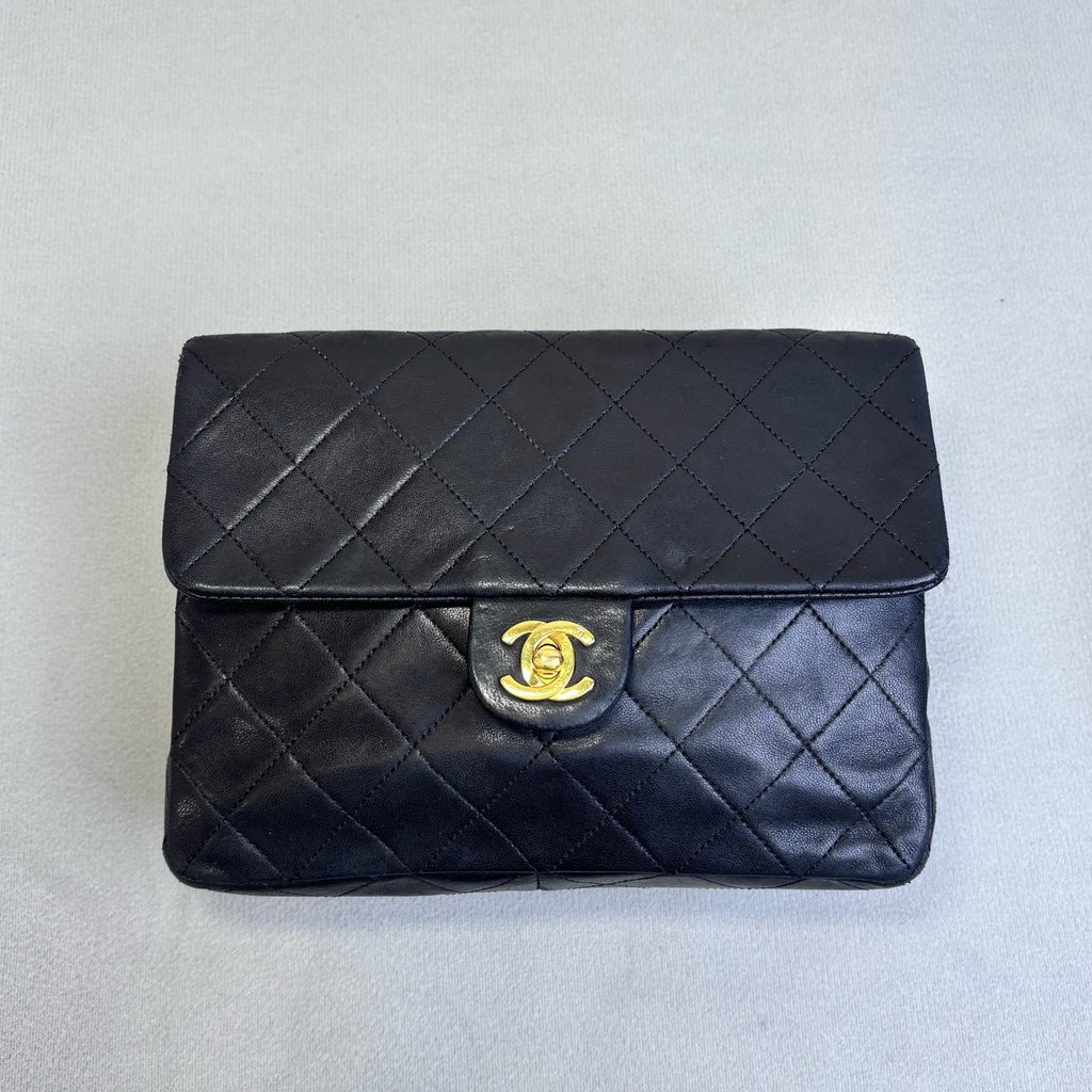 Chanel 9 New 1 Open Vintage Black and Gold Square Fatty Size 20*15