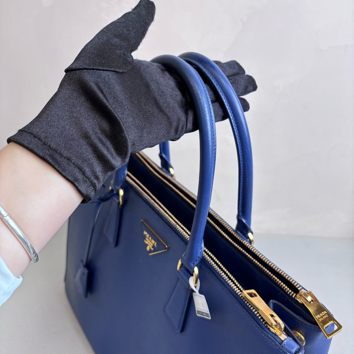 PRADA Blue Killer Bag Medium Saffiano Leather Dark Blue with Shoulder Strap Accessories Size 36*26*16 98% New
